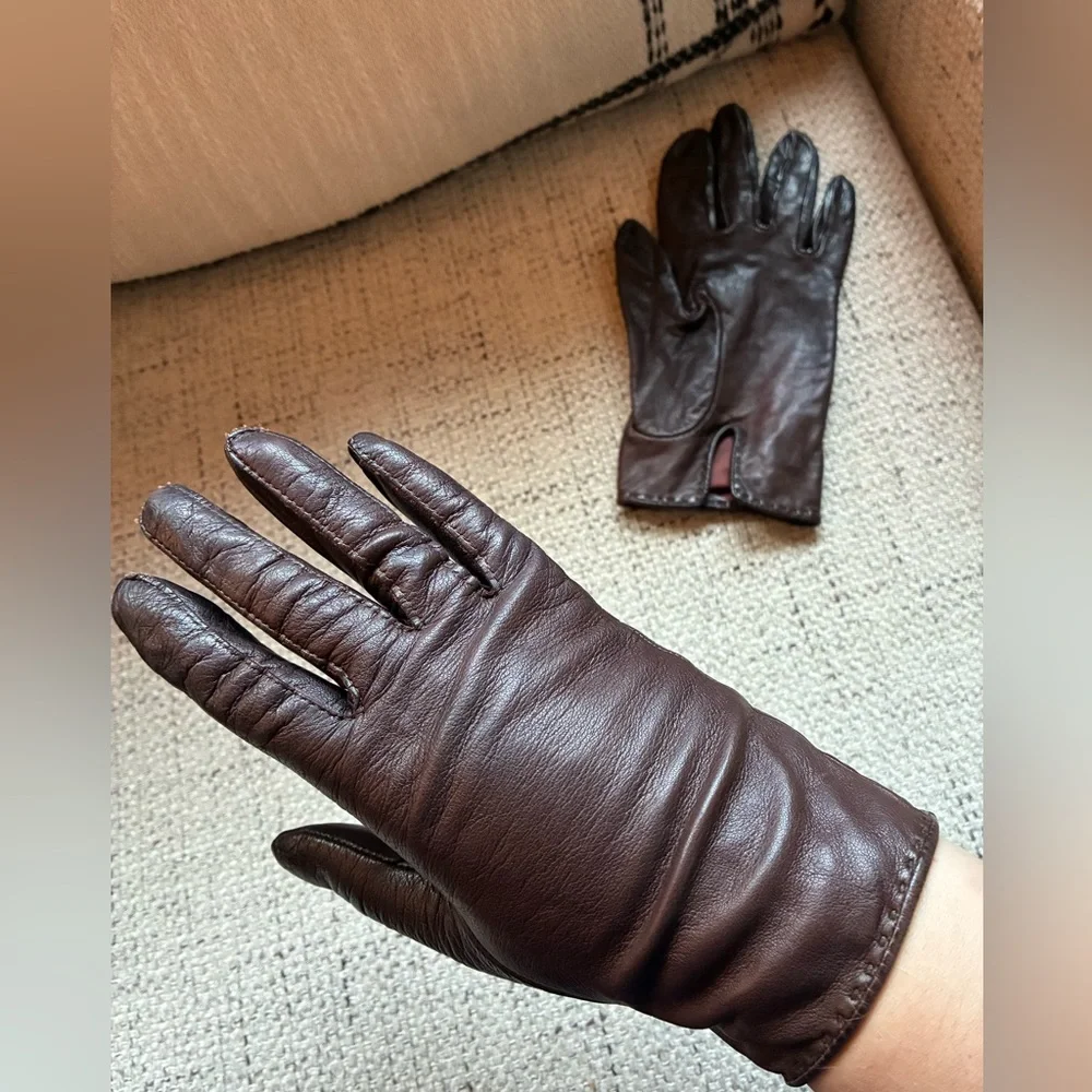 VTG Nordstrom Dark Brown Leather Gloves